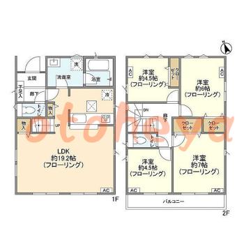 楽器ピアノ可相談 の 賃貸物件 3SLDK 21.9万円の図面１