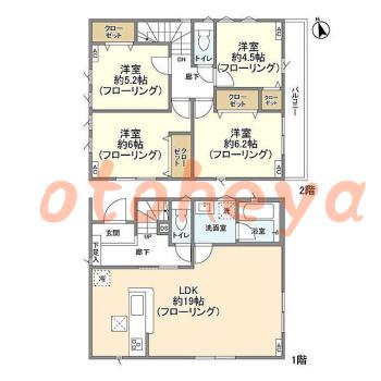 楽器ピアノ可相談 の 賃貸物件 4LDK 21.4万円の図面１