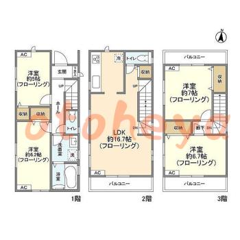 楽器ピアノ可相談 の 賃貸物件 4LDK 22.1万円の図面１