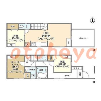 楽器ピアノ可相談 の 賃貸物件 2SLDK 19.9万円の図面１
