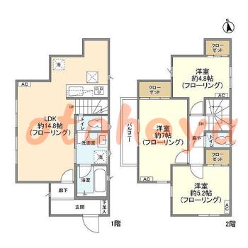 楽器ピアノ可相談 の 賃貸物件 3LDK 22.9万円の図面１