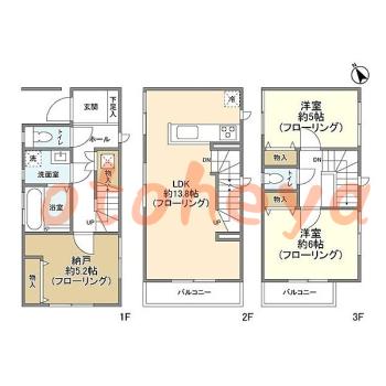 楽器ピアノ可相談 の 賃貸物件 2SLDK 19.9万円の図面１