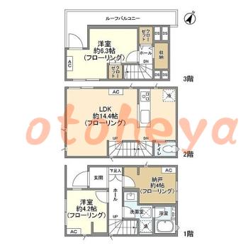 楽器ピアノ可相談 の 賃貸物件 2SLDK 18.5万円の図面１