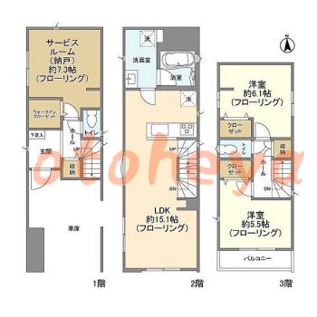 楽器ピアノ可相談 の 賃貸物件 2SLDK 20.9万円の図面１