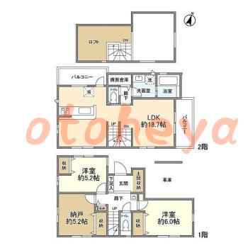 楽器ピアノ可相談 の 賃貸物件 2SLDK 19.5万円の図面１