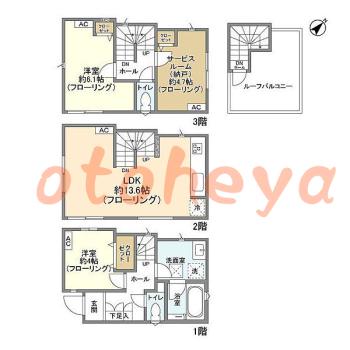 楽器ピアノ可相談 の 賃貸物件 2SLDK 18.9万円の図面１