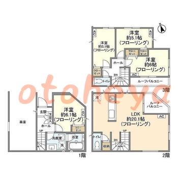 楽器ピアノ可相談 の 賃貸物件 4LDK 22.5万円の図面１