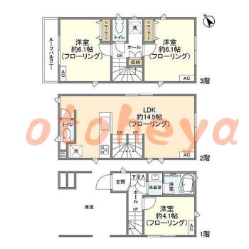 楽器ピアノ可相談 の 賃貸物件 3LDK 18.8万円の図面１