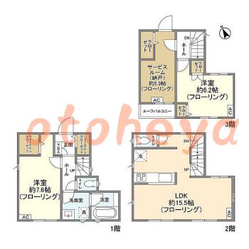 楽器ピアノ可相談 の 賃貸物件 2SLDK 29.6万円の図面１