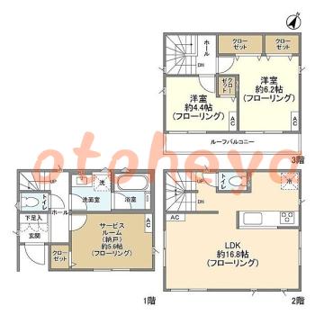楽器ピアノ可相談 の 賃貸物件 2SLDK 20.9万円の図面１