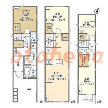 楽器ピアノ可相談 の 賃貸物件 3SLDK 34.9万円の図面１