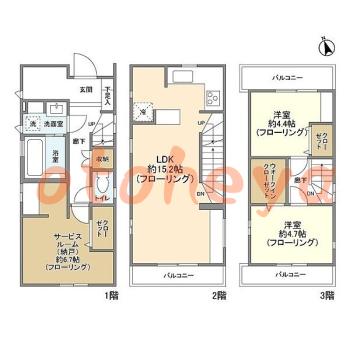 楽器ピアノ可相談 の 賃貸物件 2SLDK 28.5万円の図面１