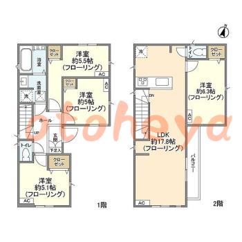楽器ピアノ可相談 の 賃貸物件 4LDK 19.5万円の図面１