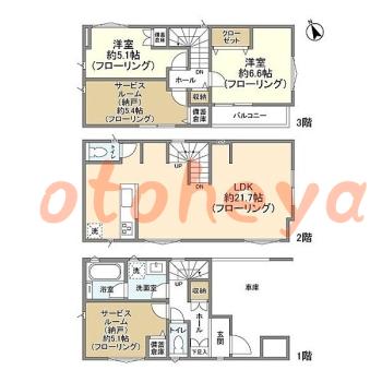 楽器ピアノ可相談 の 賃貸物件 2SLDK 24.3万円の図面１