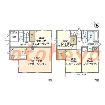 楽器ピアノ可相談 の 賃貸物件 4LDK 21.7万円の図面１