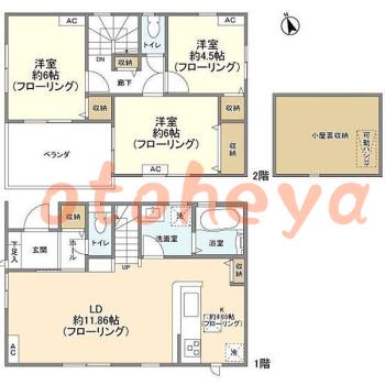 楽器ピアノ可相談 の 賃貸物件 3LDK 13.5万円の図面１