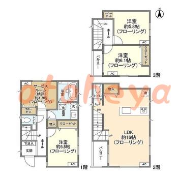楽器ピアノ可相談 の 賃貸物件 3SLDK 23.5万円の図面１