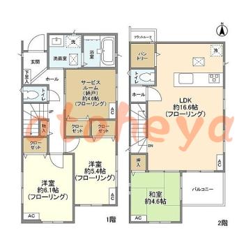 楽器ピアノ可相談 の 賃貸物件 3SLDK 24.4万円の図面１