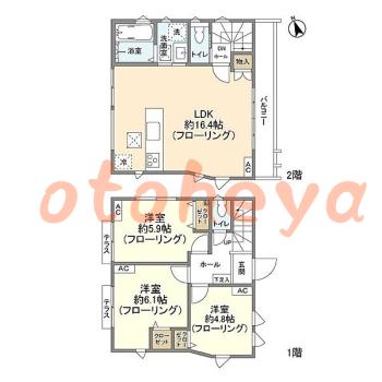 楽器ピアノ可相談 の 賃貸物件 3LDK 27.5万円の図面１