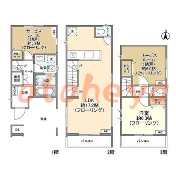楽器ピアノ可相談 の 賃貸物件 1SLDK 26.6万円の図面１