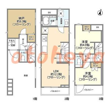 楽器ピアノ可相談 の 賃貸物件 2SLDK 25.3万円の図面１