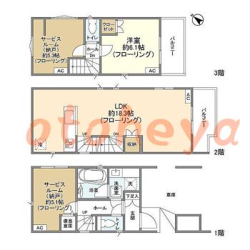 楽器ピアノ可相談 の 賃貸物件 1SLDK 21.4万円の図面１
