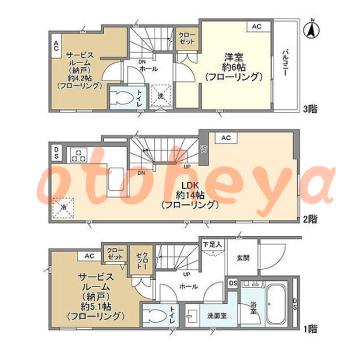 楽器ピアノ可相談 の 賃貸物件 1SLDK 18.5万円の図面１