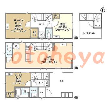 楽器ピアノ可相談 の 賃貸物件 1SLDK 18.9万円の図面１