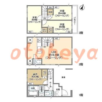 楽器ピアノ可相談 の 賃貸物件 3SLDK 18.3万円の図面１