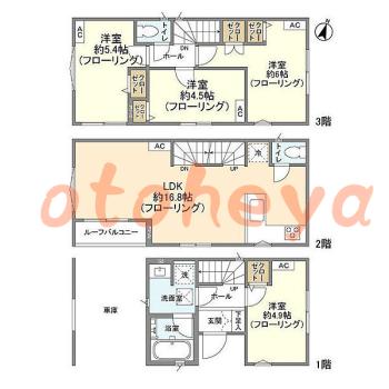 楽器ピアノ可相談 の 賃貸物件 4LDK 22万円の図面１