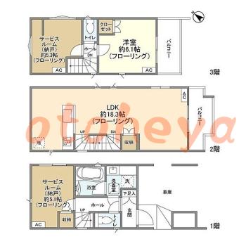楽器ピアノ可相談 の 賃貸物件 1SLDK 21.9万円の図面１
