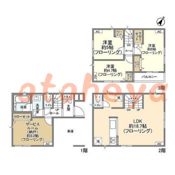 楽器ピアノ可相談 の 賃貸物件 3SLDK 17.9万円の図面１