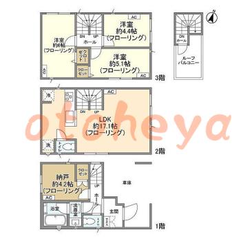 楽器ピアノ可相談 の 賃貸物件 3SLDK 18.4万円の図面１