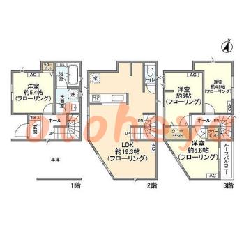 楽器ピアノ可相談 の 賃貸物件 4LDK 22.8万円の図面１