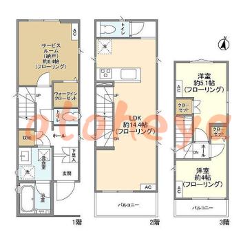 楽器ピアノ可相談 の 賃貸物件 2SLDK 17.9万円の図面１