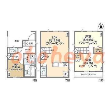 楽器ピアノ可相談 の 賃貸物件 2SLDK 24.9万円の図面１