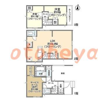 楽器ピアノ可相談 の 賃貸物件 2SLDK 22.8万円の図面１