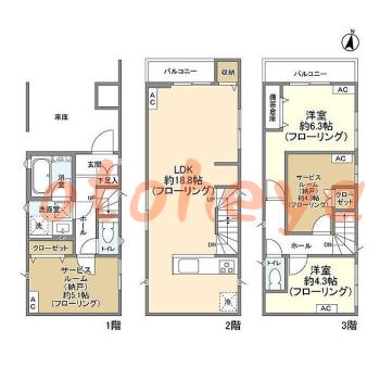 楽器ピアノ可相談 の 賃貸物件 2SLDK 20万円の図面１