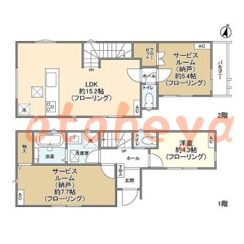 楽器ピアノ可相談 の 賃貸物件 1SLDK 21.9万円の図面１