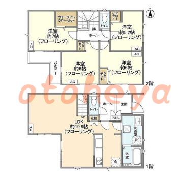 楽器ピアノ可相談 の 賃貸物件 4LDK 21.8万円の図面１