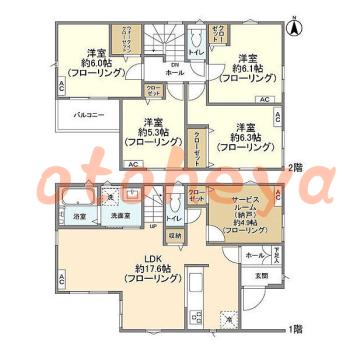 楽器ピアノ可相談 の 賃貸物件 4SLDK 21.8万円の図面１