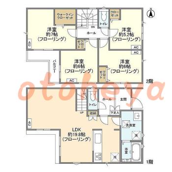 楽器ピアノ可相談 の 賃貸物件 4LDK 21.8万円の図面１