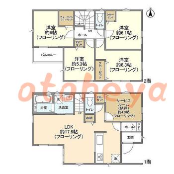 楽器ピアノ可相談 の 賃貸物件 4SLDK 21.8万円の図面１
