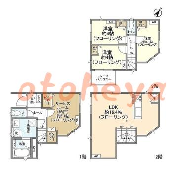 楽器ピアノ可相談 の 賃貸物件 3SLDK 17.9万円の図面１