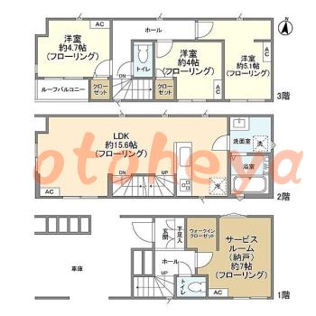 楽器ピアノ可相談 の 賃貸物件 3SLDK 18.9万円の図面１