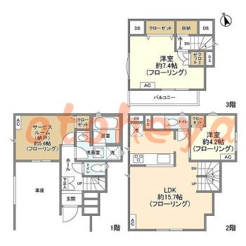 楽器ピアノ可相談 の 賃貸物件 2SLDK 19.2万円の図面１