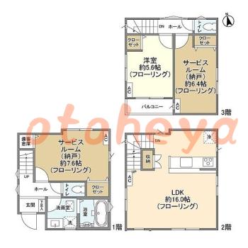 楽器ピアノ可相談 の 賃貸物件 1SLDK 29.3万円の図面１