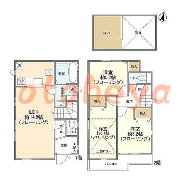 楽器ピアノ可相談 の 賃貸物件 3LDK 18万円の図面１