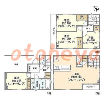 楽器ピアノ可相談 の 賃貸物件 4LDK 17.3万円の図面１