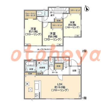 楽器ピアノ可相談 の 賃貸物件 3LDK 15.5万円の図面１
